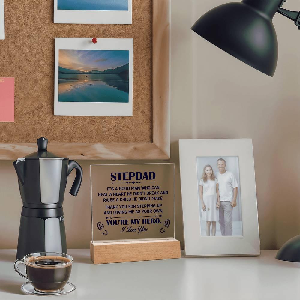 Gift for Stepdad Thank You for Stepping Up Acrylic Plaque - Mallard Moon Gift Shop