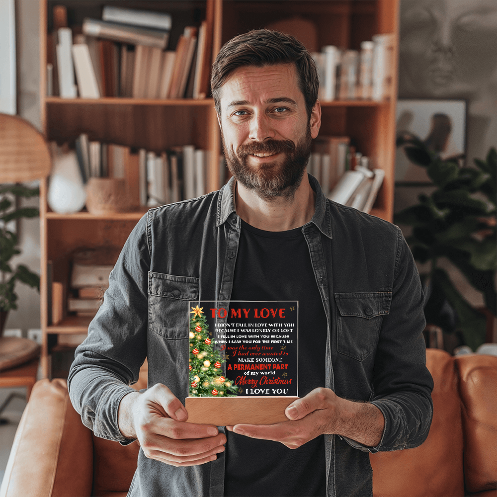 To My Love Acrylic LED Plaque – Romantic Christmas Tree Light Gift | “Permanent Part of My World” Holiday Keepsake