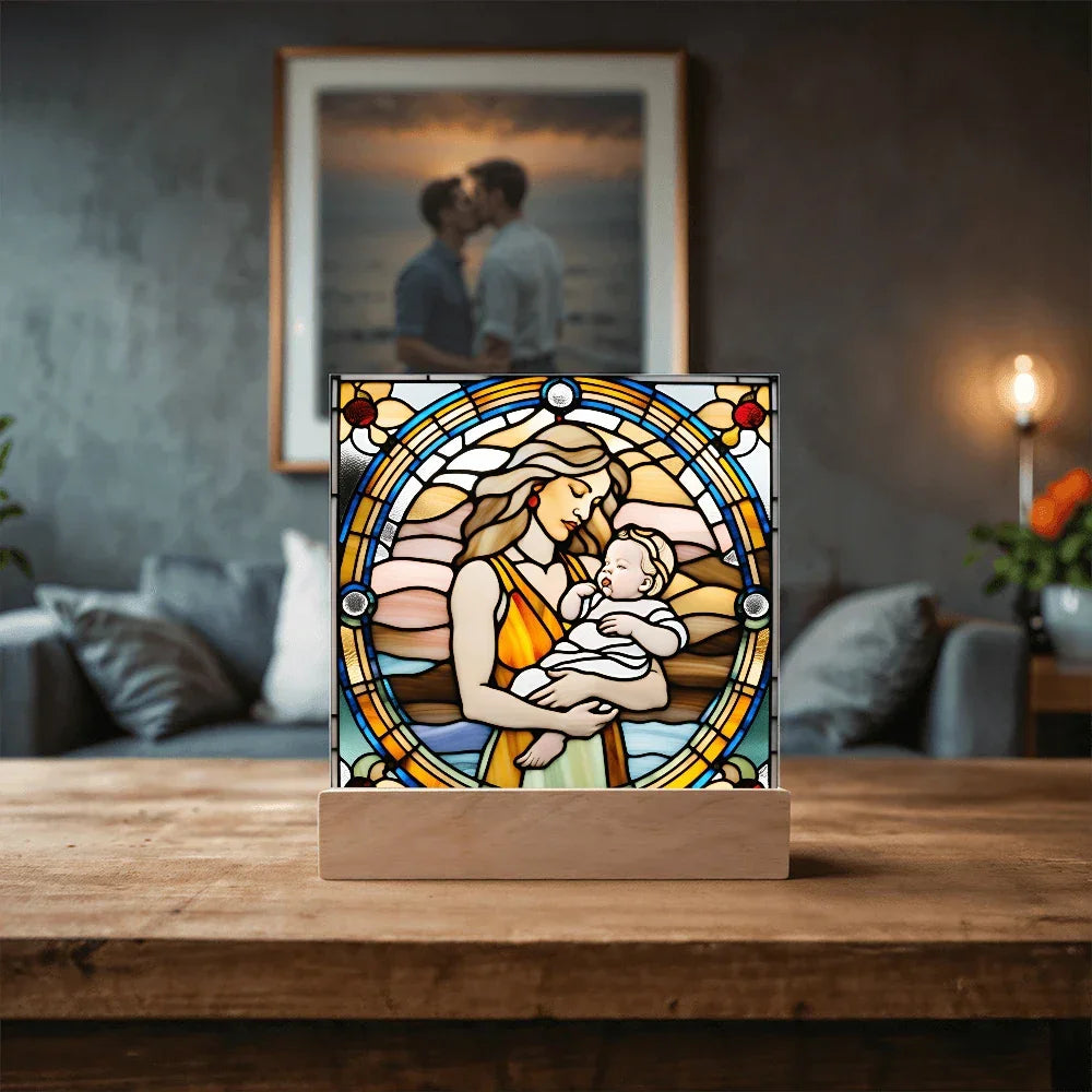 Guided by Love Stained Glass-Style LED Acrylic Plaque – A Beautiful Mother's Day or New Mom Baby Shower Gift