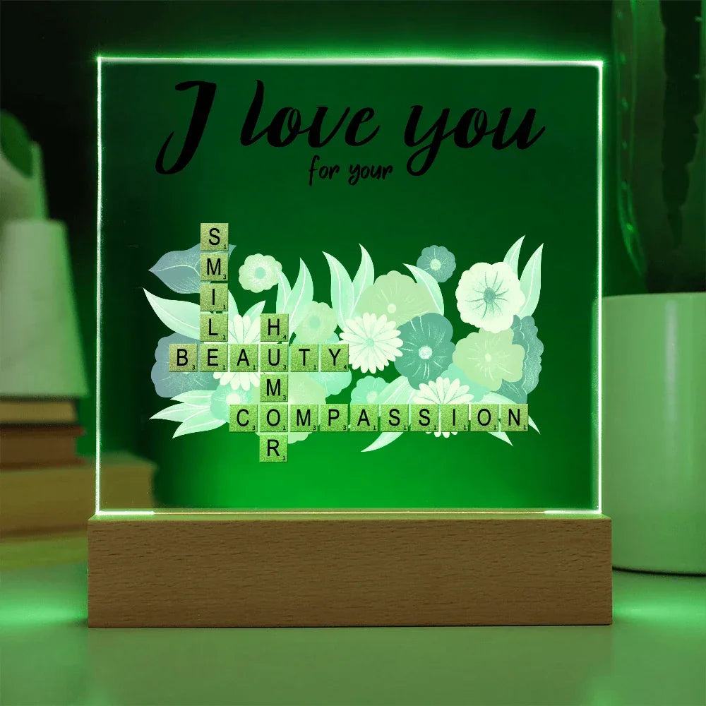 Personalized Crossword Puzzle Acrylic Plaque - Valentine's Day, Anniversary, Birthday Gift for Soulmates