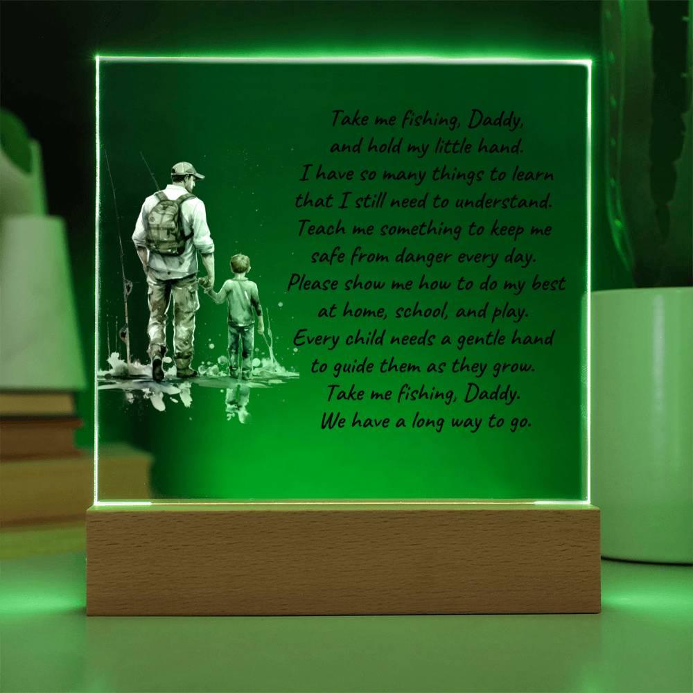 Father and Son Take me Fishing Daddy Personalized Acrylic Plaque - Mallard Moon Gift Shop