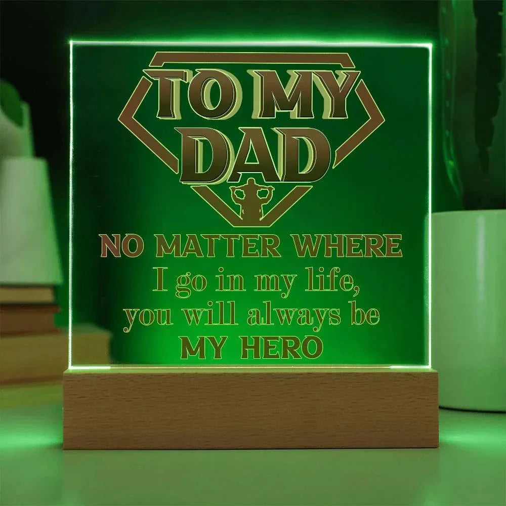 Dad Superhero Award Acrylic Plaque You Will Always Be My Hero