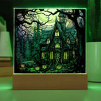 Ghoulish Mansion: Halloween Acrylic Plaque Spooky Haunted House Table-top Decor