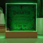 Daughter - Sweet Little Pumpkin Acrylic Square Plaque with Lighted LED Wooden Base