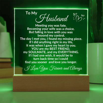 Personalized Acrylic Plaque for Husband – "To My Husband" Romantic Message – Custom Name Gift for Him from Wife – Sentimental Keepsake for Anniversary, Birthday, or Father's Day