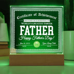 Funny Personalized Father's Day Gift "World’s Greatest Farter" Certificate Acrylic Plaque with LED Light Base
