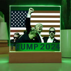 Trump 2024 Butler Rally Acrylic Plaque with LED Lighted Wooden Base