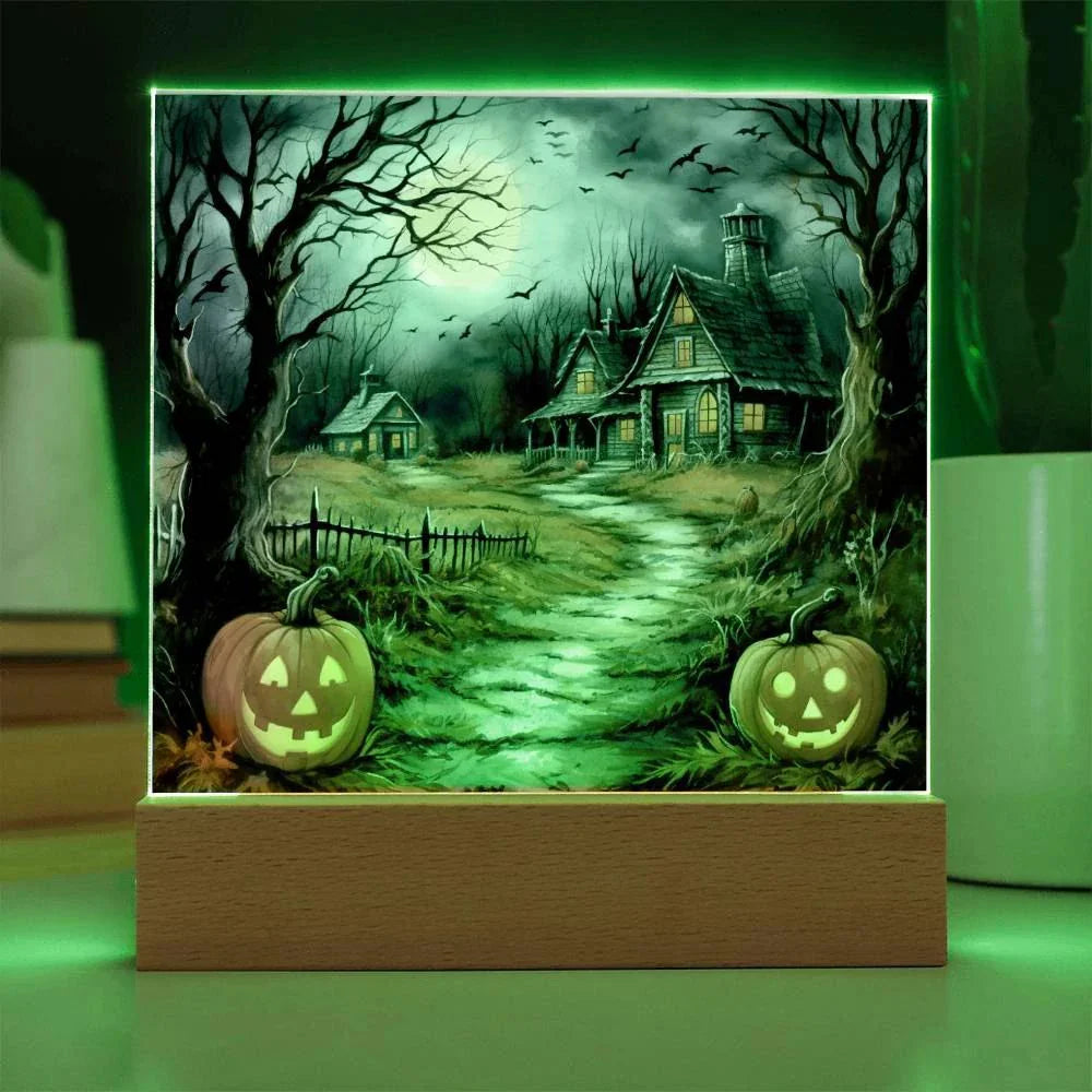 Mystic Mansion: The Perfect Acrylic Plaque Decor for All Hallow's Eve