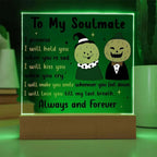 Soulmate - Love You Til My Last Breath Halloween Pumpkin with LED Lighted Wooden Base