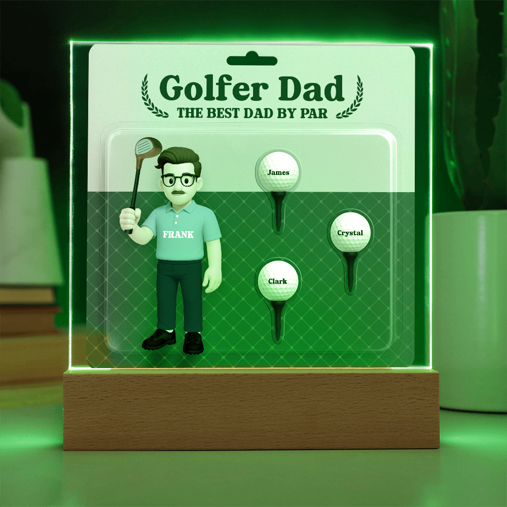 Golfer Dad Personalized Gift Plaque – Custom Golf Balls with Kids' Names – “The Best Dad by Par” Father's Day Gift from Children - Mallard Moon Gift Shop