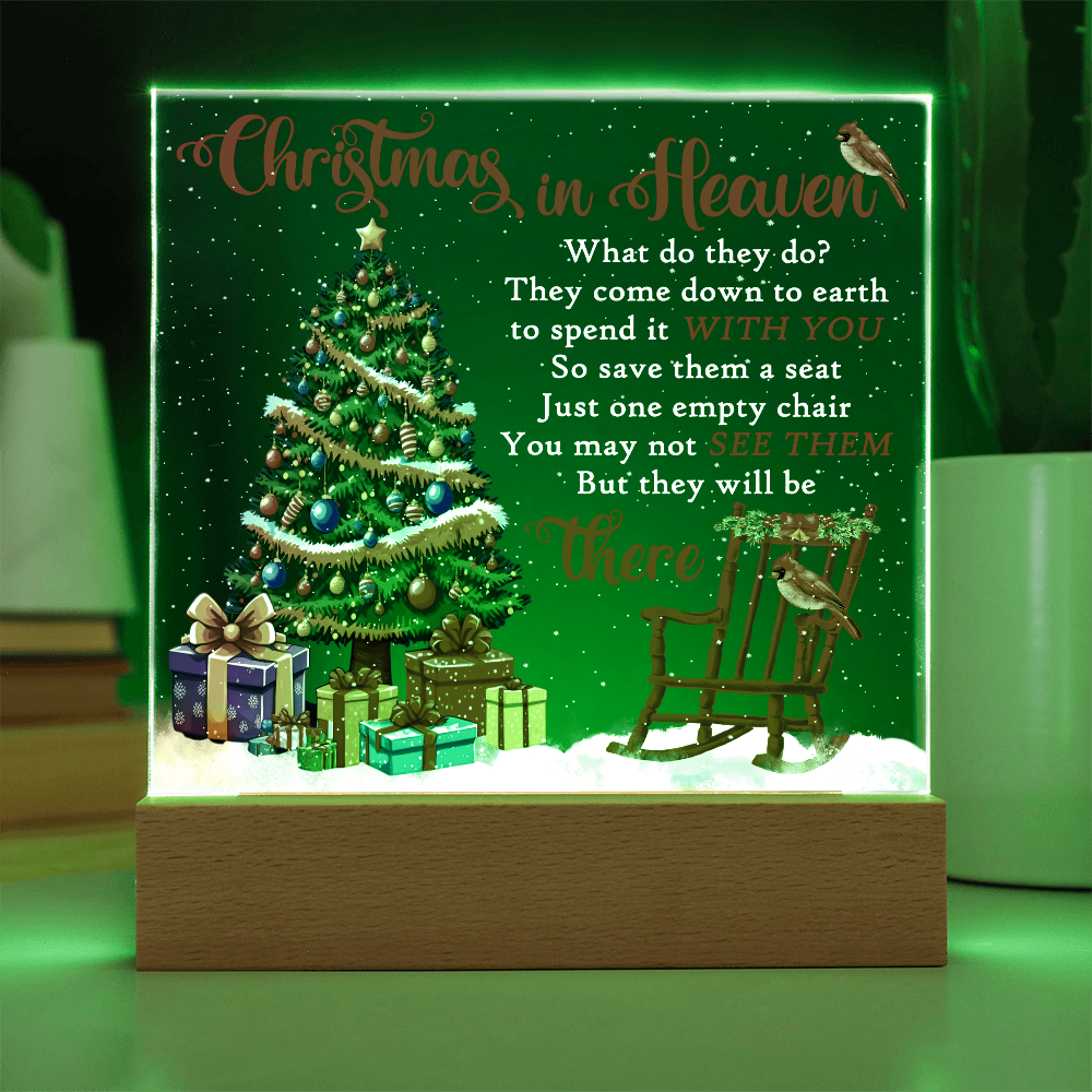 Christmas in Heaven Acrylic Plaque – Memorial LED Light Display | Comforting Holiday Remembrance Gift