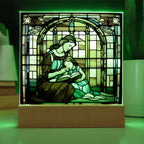 Mother and Child Reading Together Stained-Glass Style LED Acrylic Plaque – A Heartfelt Gift for Moms and Book-Loving Families