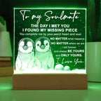 Soulmate Acrylic Plaque – Penguin Couple LED Light Gift | Romantic “You Complete Me” Christmas Keepsake