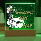Halloween Decor - The Most Wonderful Time of the Year Acrylic Square Plaque with LED Wooden Base