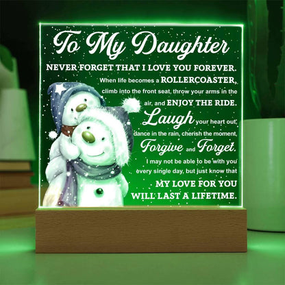Daughter Gift - Enjoy The Ride Acrylic Square Plaque with LED Wooden Base - Mallard Moon Gift Shop