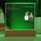 To My Soulmate Acrylic Plaque – Gnome Couple LED Light Gift | Romantic “I Found a Love” Christmas Keepsake