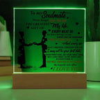 Soulmate - Every Beat of My Heart Acrylic Plaque with Lighted LED Wooden Base