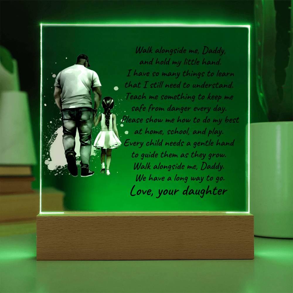 Black Father and Daughter Walk with Me Daddy Personalized Acrylic Plaque - Mallard Moon Gift Shop