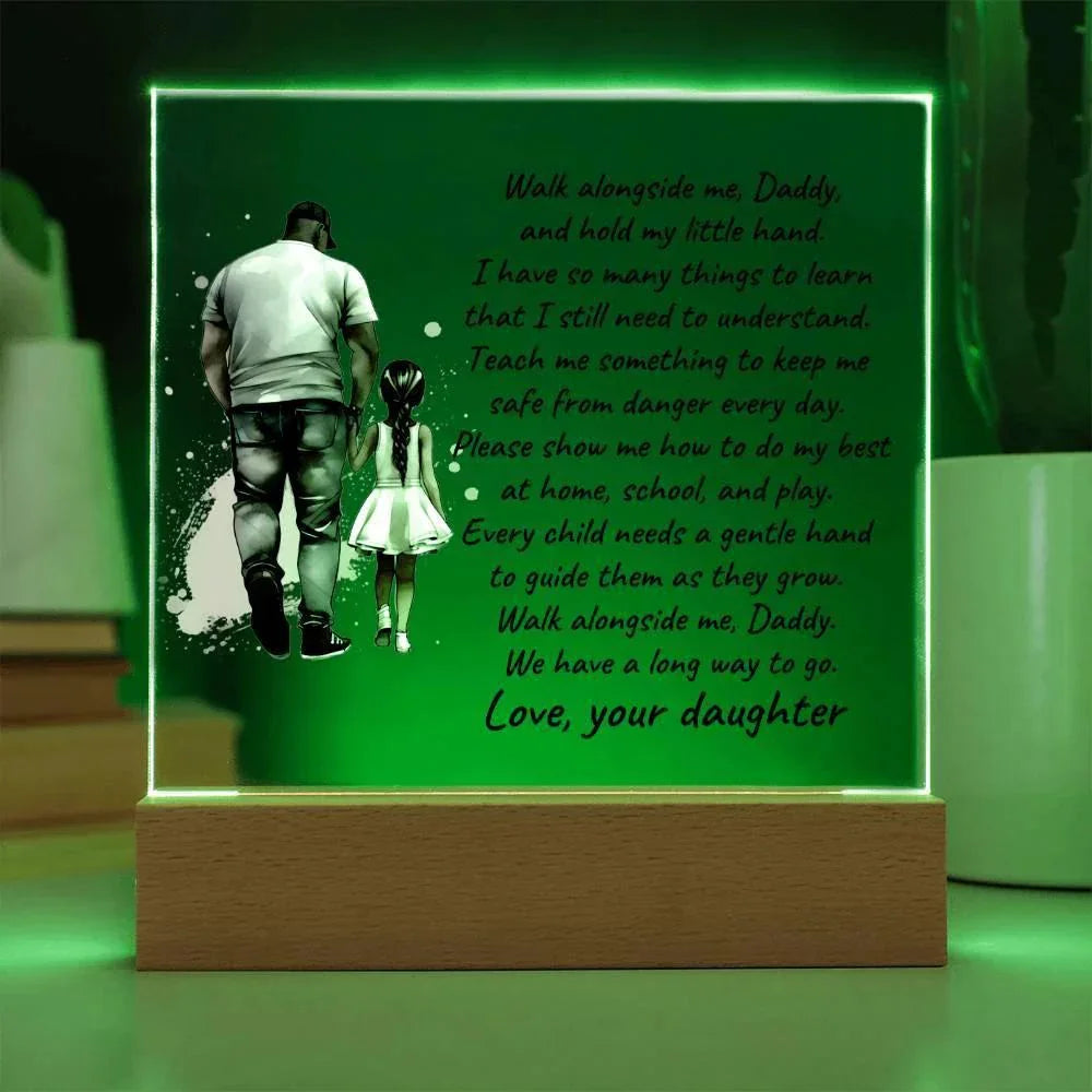 Black Father and Daughter Walk with Me Daddy Personalized Acrylic Plaque