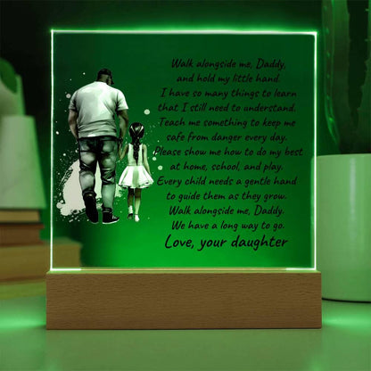 Black Father and Daughter Walk with Me Daddy Personalized Acrylic Plaque - Mallard Moon Gift Shop