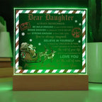 Daughter - Use Your Voice Christmas Acrylic Square Plaque with LED Wooden Base