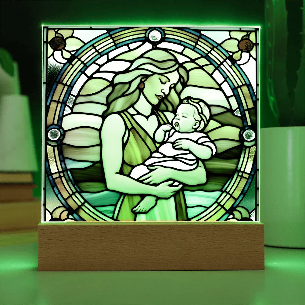 Guided by Love Stained Glass-Style LED Acrylic Plaque – A Beautiful Mother's Day or New Mom Baby Shower Gift