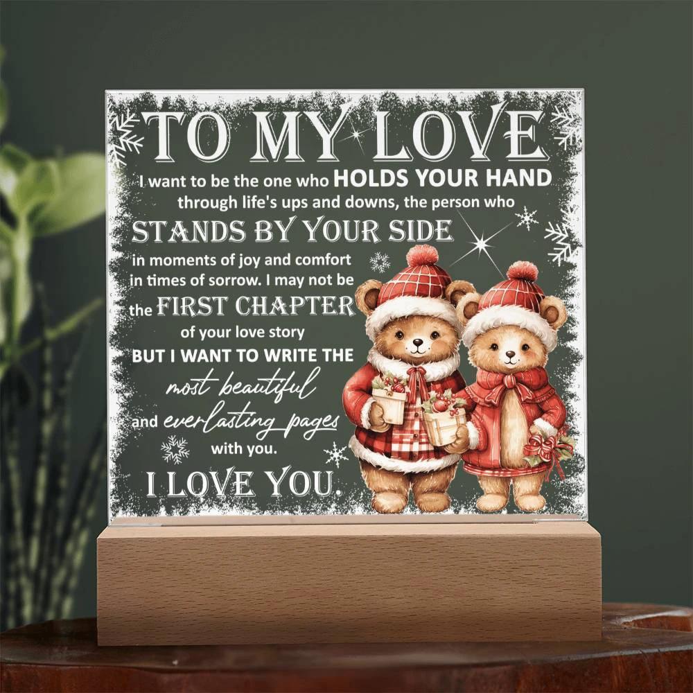 To My Love Acrylic Plaque – Romantic Winter Bears LED Light Gift | Christmas Love Keepsake for Him or Her