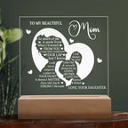 To My Beautiful Mom – Heartfelt Acrylic Plaque Gift from Daughter | Forever Your Little Girl LED Keepsake