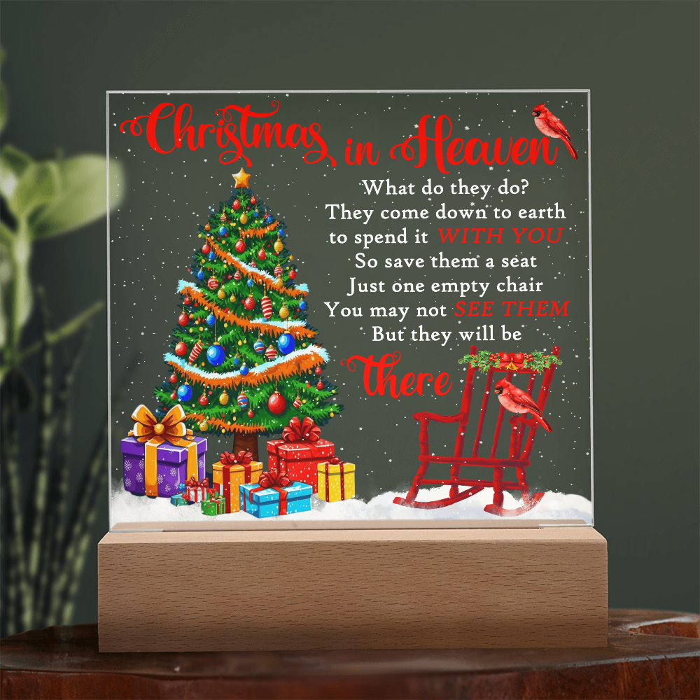 Christmas in Heaven Acrylic Plaque – Memorial LED Light Display | Comforting Holiday Remembrance Gift