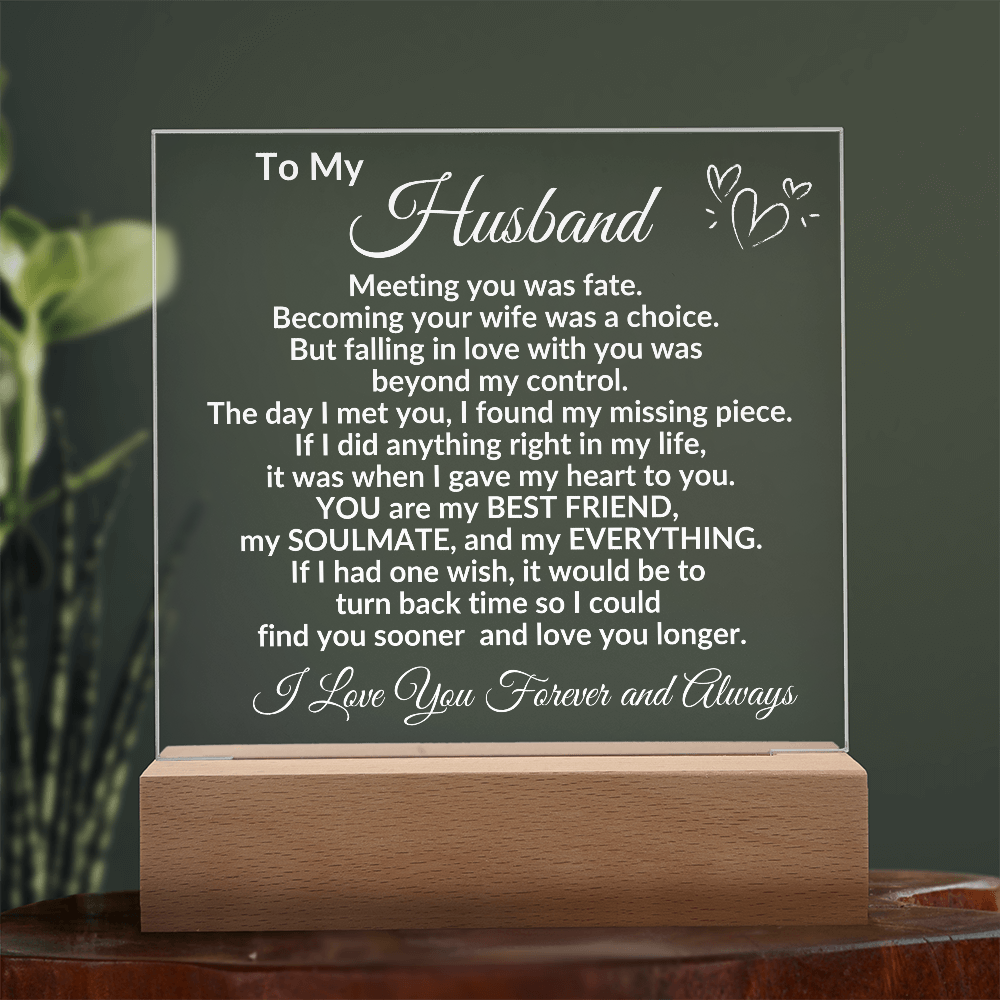 Personalized Acrylic Plaque for Husband – "To My Husband" Romantic Message – Custom Name Gift for Him from Wife – Sentimental Keepsake for Anniversary, Birthday, or Father's Day