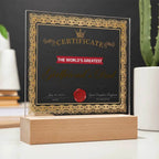World’s Greatest Girlfriend’s Dad Certificate Acrylic LED Plaque – Funny & Respectful Father’s Day Gift from Daughter’s Boyfriend