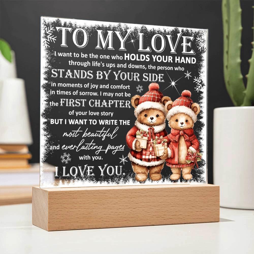 To My Love Acrylic Plaque – Romantic Winter Bears LED Light Gift | Christmas Love Keepsake for Him or Her