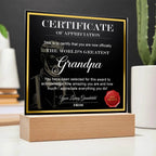 Certificate of Appreciation - The World's Greatest Grandpa Personalized Acrylic Plaque