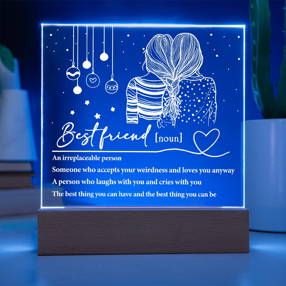 Best Friend Definition Acrylic Plaque – Friendship LED Light Gift | Thoughtful Christmas, Birthday Present for Bestie, Sister, or Soulmate