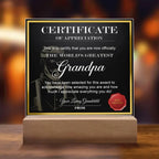 Certificate of Appreciation - The World's Greatest Grandpa Personalized Acrylic Plaque