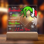 Soulmate Gift - Stole My Heart - Christmas Acrylic Plaque with Lighted LED Wooden Base