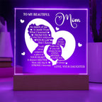 To My Beautiful Mom – Heartfelt Acrylic Plaque Gift from Daughter | Forever Your Little Girl LED Keepsake