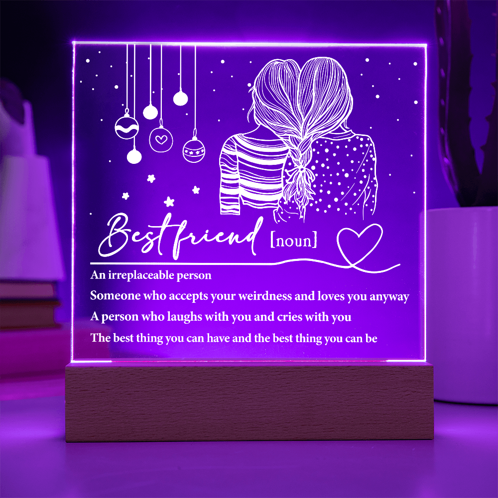 Best Friend Definition Acrylic Plaque – Friendship LED Light Gift | Thoughtful Christmas, Birthday Present for Bestie, Sister, or Soulmate