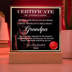 Certificate of Appreciation - The World's Greatest Grandpa Personalized Acrylic Plaque
