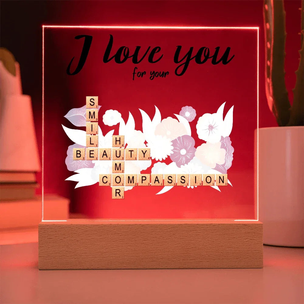 Personalized Crossword Puzzle Acrylic Plaque - Valentine's Day, Anniversary, Birthday Gift for Soulmates