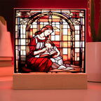 Mother and Child Reading Together Stained-Glass Style LED Acrylic Plaque – A Heartfelt Gift for Moms and Book-Loving Families