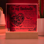 Soulmate - Never Stop Loving You - Halloween Acrylic Square Plaque with LED Wooden Base