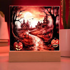 Twilight Terrace: Eerie Mansion Halloween Acrylic Plaque