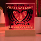 Crazy Cat Lady Loves Halloween Acrylic Plaque Decor