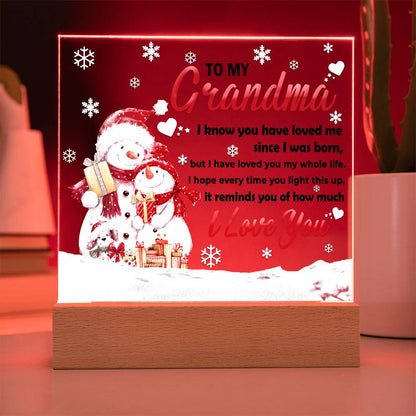 Grandma - Loved You My Whole Life Square Acrylic Plaque with Lighted LED Wooden Base - Mallard Moon Gift Shop