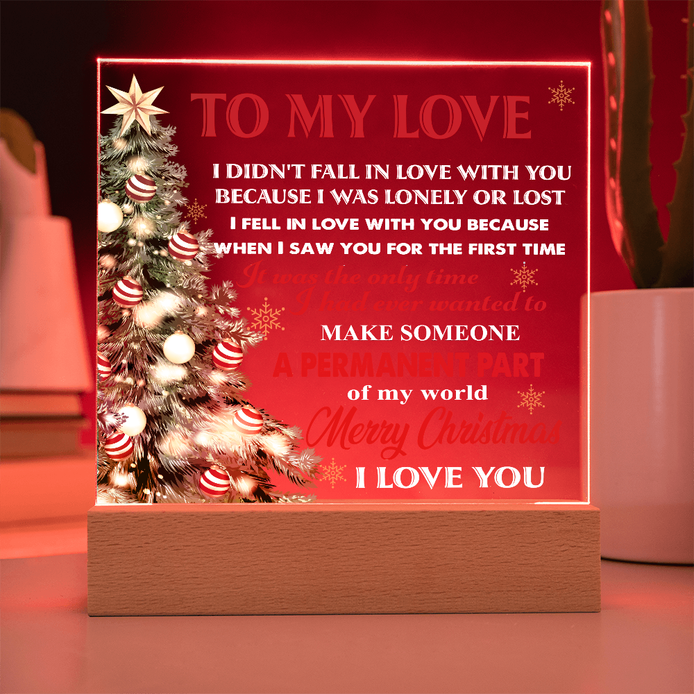 To My Love Acrylic LED Plaque – Romantic Christmas Tree Light Gift | “Permanent Part of My World” Holiday Keepsake