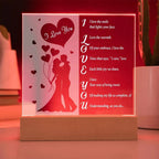 I Love You - Romantic Acrylic LED Plaque – Heartfelt Gift for Wife, Husband, or Partner | Illuminated Poem Keepsake