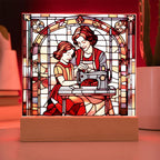 Sewing Together - Stained Glass Style LED Acrylic Plaque – A Heartfelt Gift for Quilters, Crafters, and Mothers