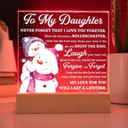 To My Daughter Snowman Acrylic Plaque – Winter Christmas Gift from Mom or Dad | “Love You Forever” LED Light Display
