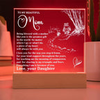 To My Beautiful Mom - Personalized LED Lighted Acrylic Plaque Keepsake - The Greatest Gift